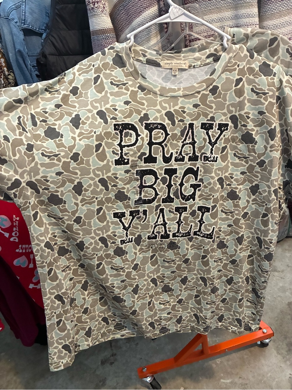 Simply Southern Kids Camo 'Pray Big Y'all' Tee - Green, Tan, Brown